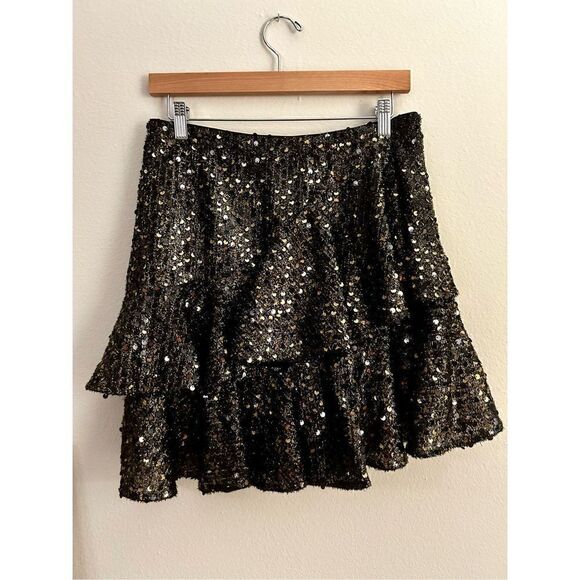 🆕 NWT Tularosa Mara Sequin Ruffle Skirt Size L - Picture 4 of 15